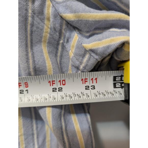 Ralph Lauren Men’s Classic Fit Large Blue Yellow Striped Button Down Shirt Work - Picture 6 of 8